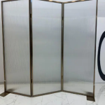 Frosted ribbed glass privacy screen with three panels for apartments, bedrooms, and compact modern interiors