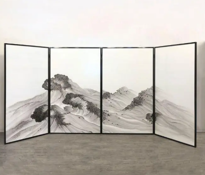 White Mountain Ink Wash Landscape Folding Screen | Five Panels luxury folding screen room divider