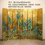 Gold mountain folding screen wall art with eight-panel Chinese landscape design