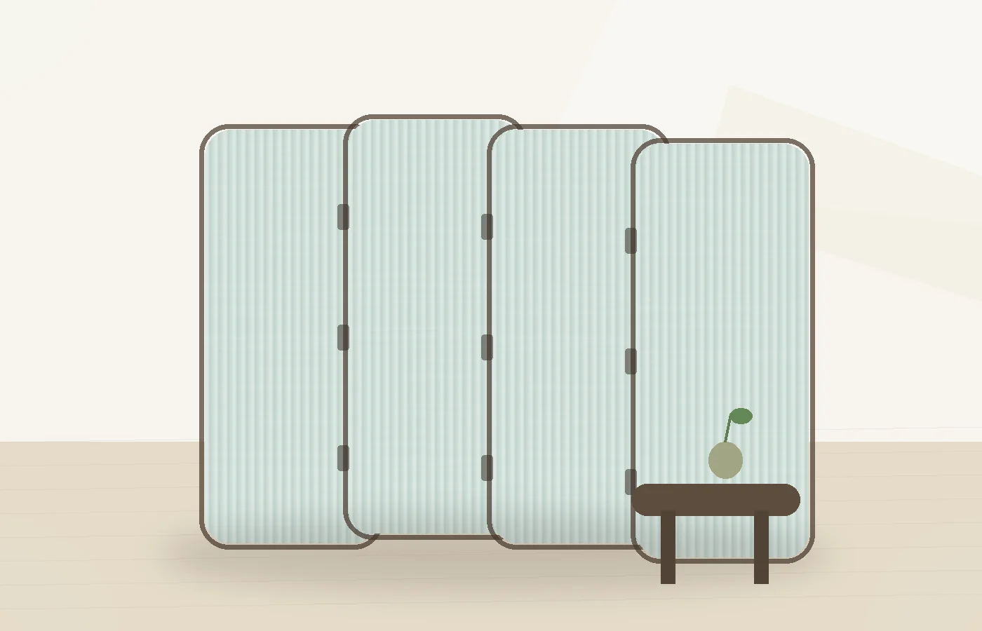 Frosted Reeded Glass Direction concept folding screen room divider for eco-conscious interiors