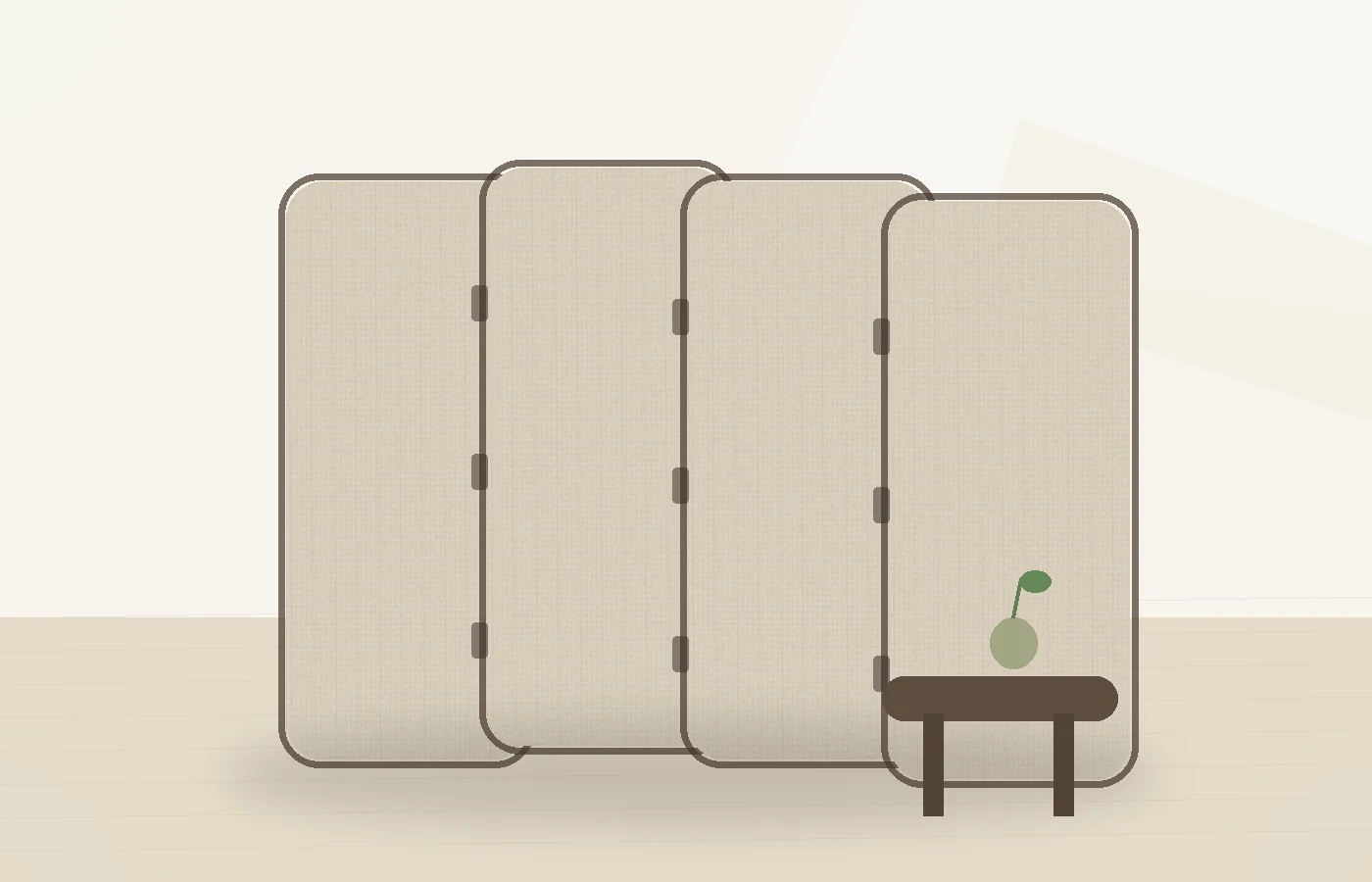 Natural Linen Fabric Direction concept folding screen room divider for eco-conscious interiors